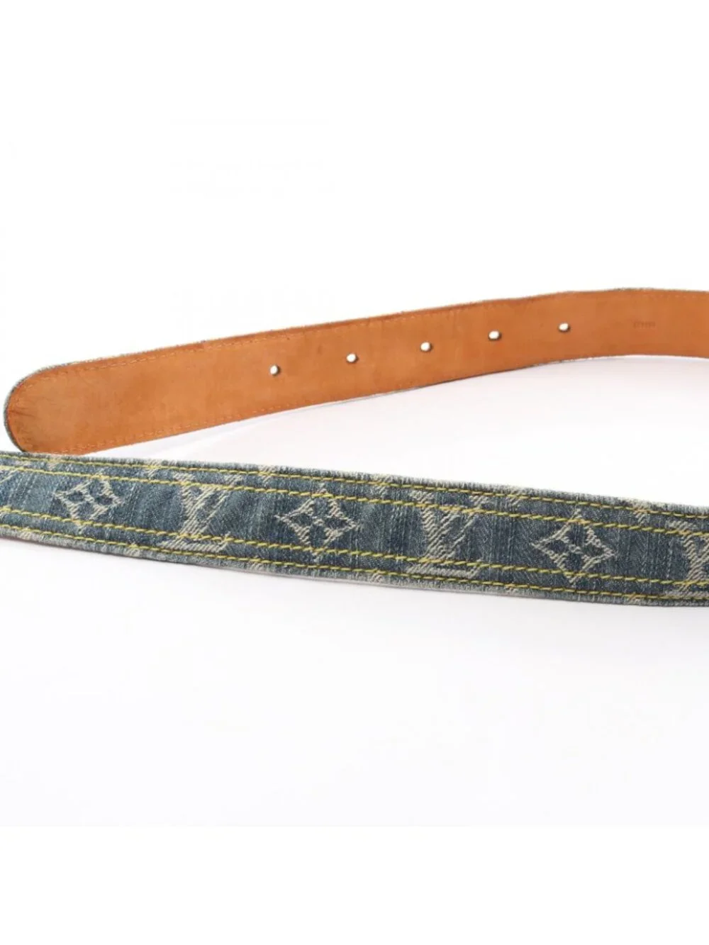 Louis Vuitton Belt Ceinture Monogram Denim Gold